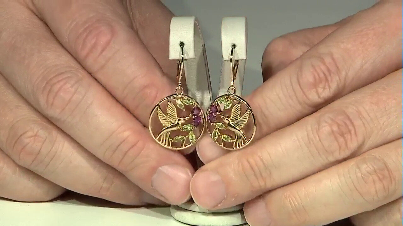 Video Zilveren oorbellen met rhodolieten