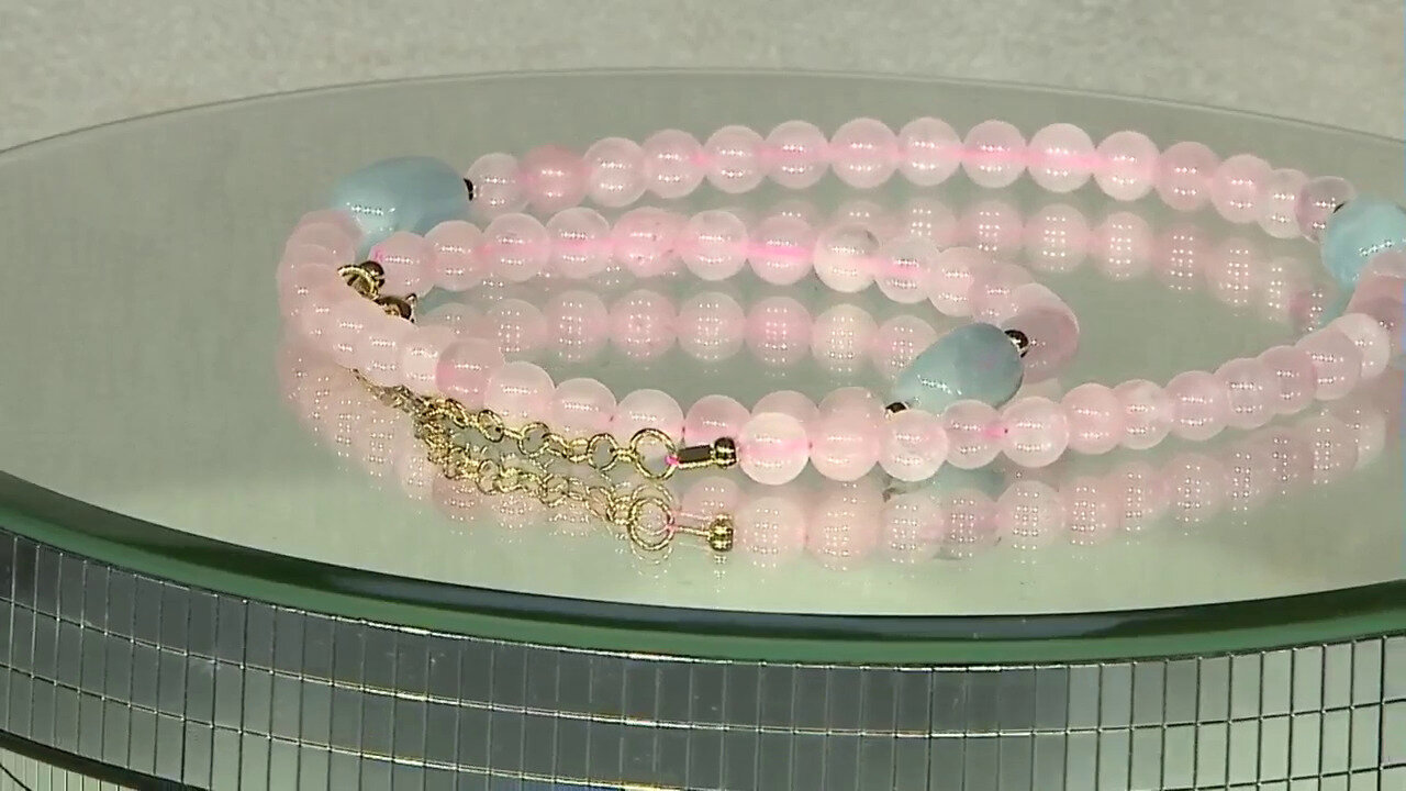Video Zilveren halsketting met rozen kwartskristallen