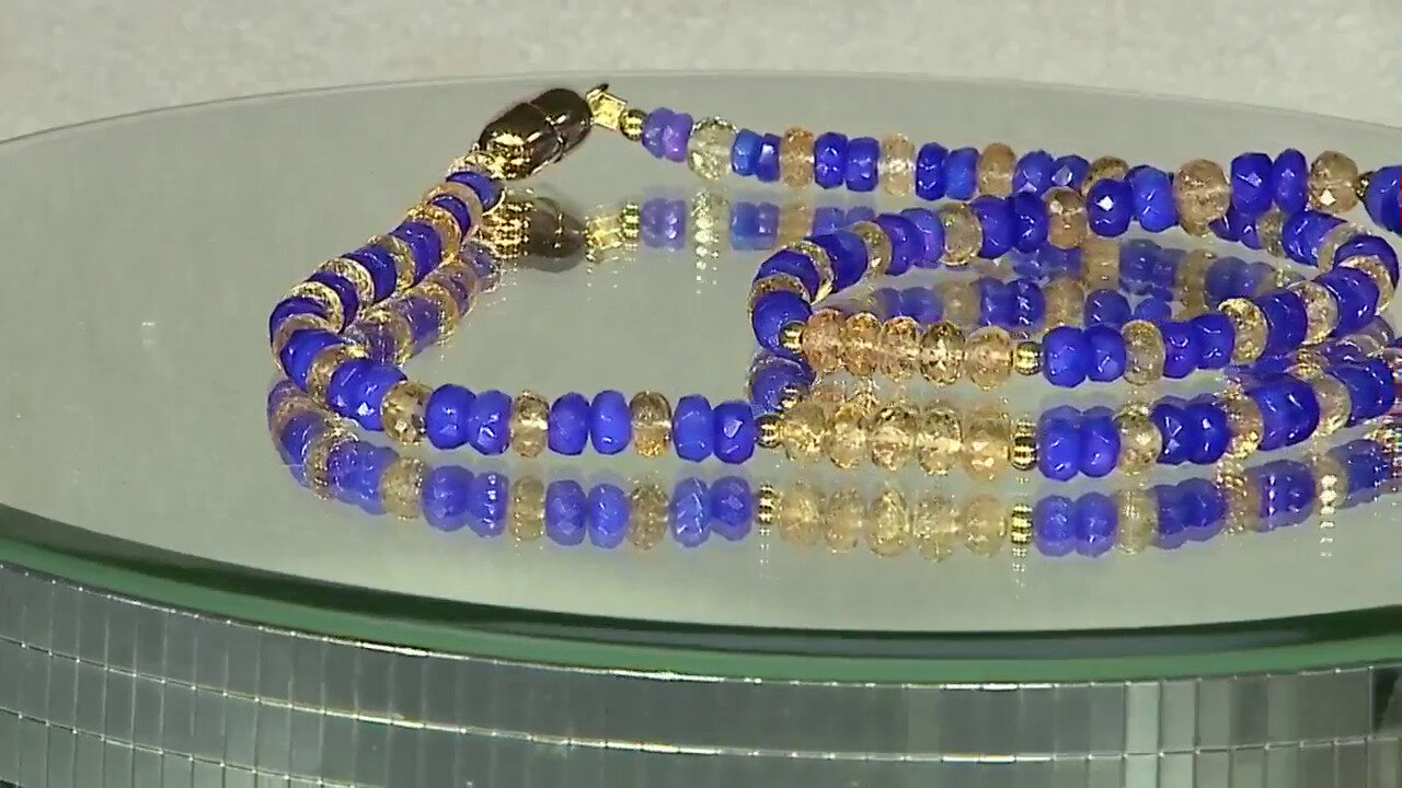 Video Zilveren halsketting met Blauwe Ethiopische Opalen (Riya)
