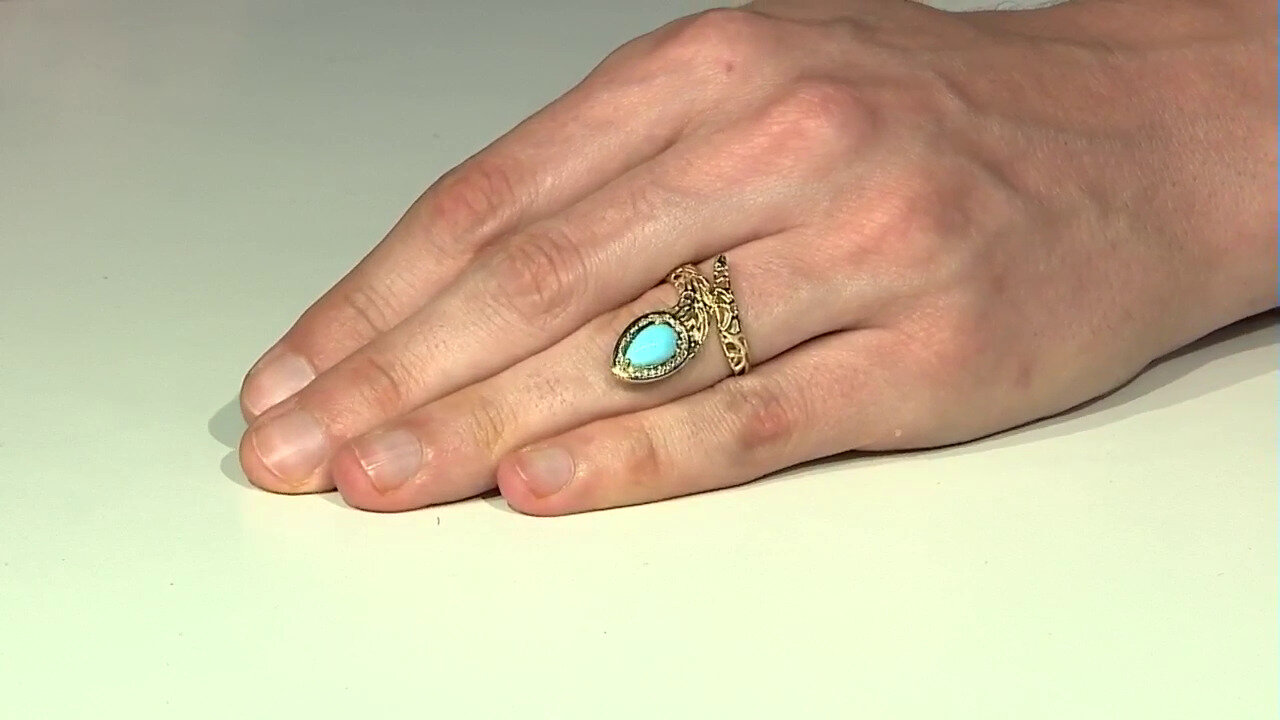Video Gouden ring met een Sleeping Beauty Turkoois (Ornaments by de Melo)