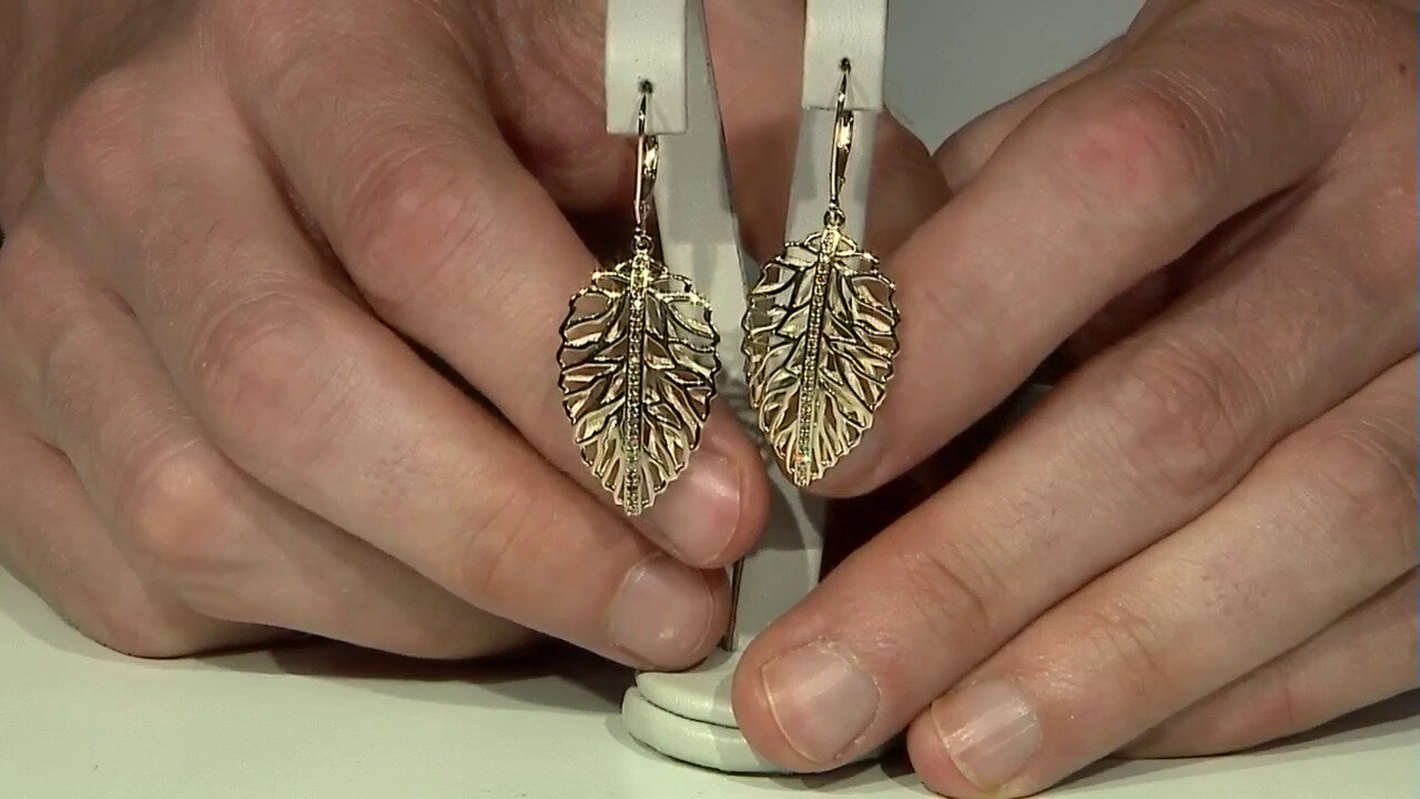 Video 9K I2 Champagne Diamond Gold Earrings (Ornaments by de Melo)