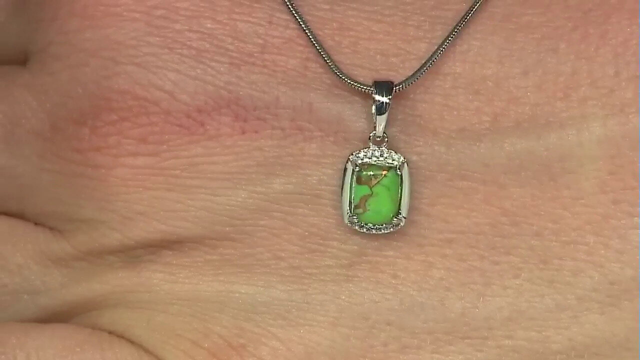 Video Pendentif en argent et Turquoise verte de Kingman