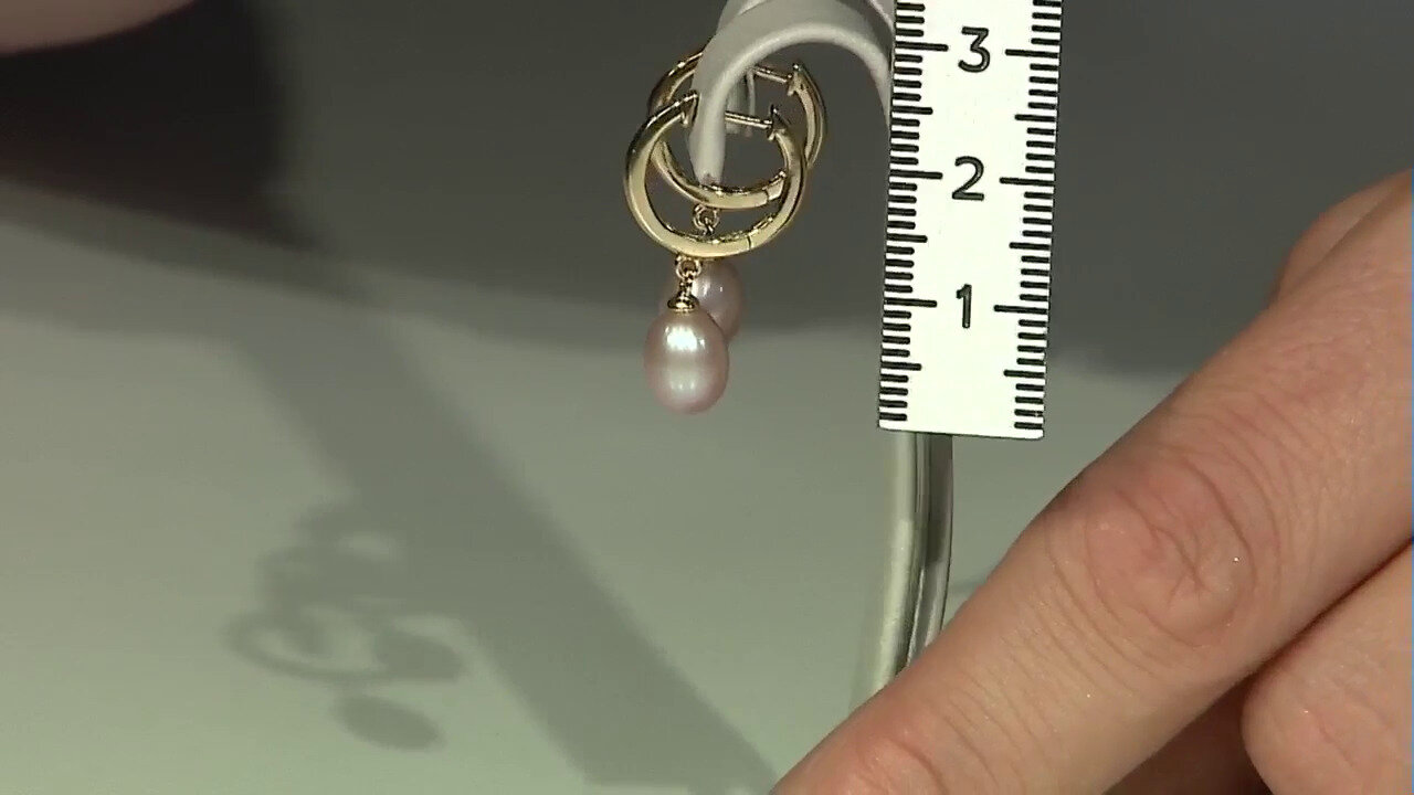 Video Boucles d'oreilles en argent et Perle de culture d'eau douce de couleur pêche