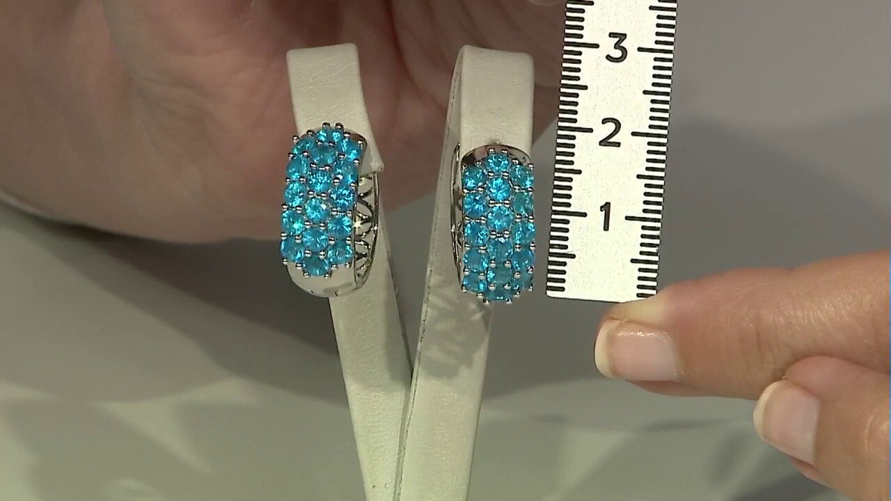 Video Neon Blue Apatite Silver Earrings