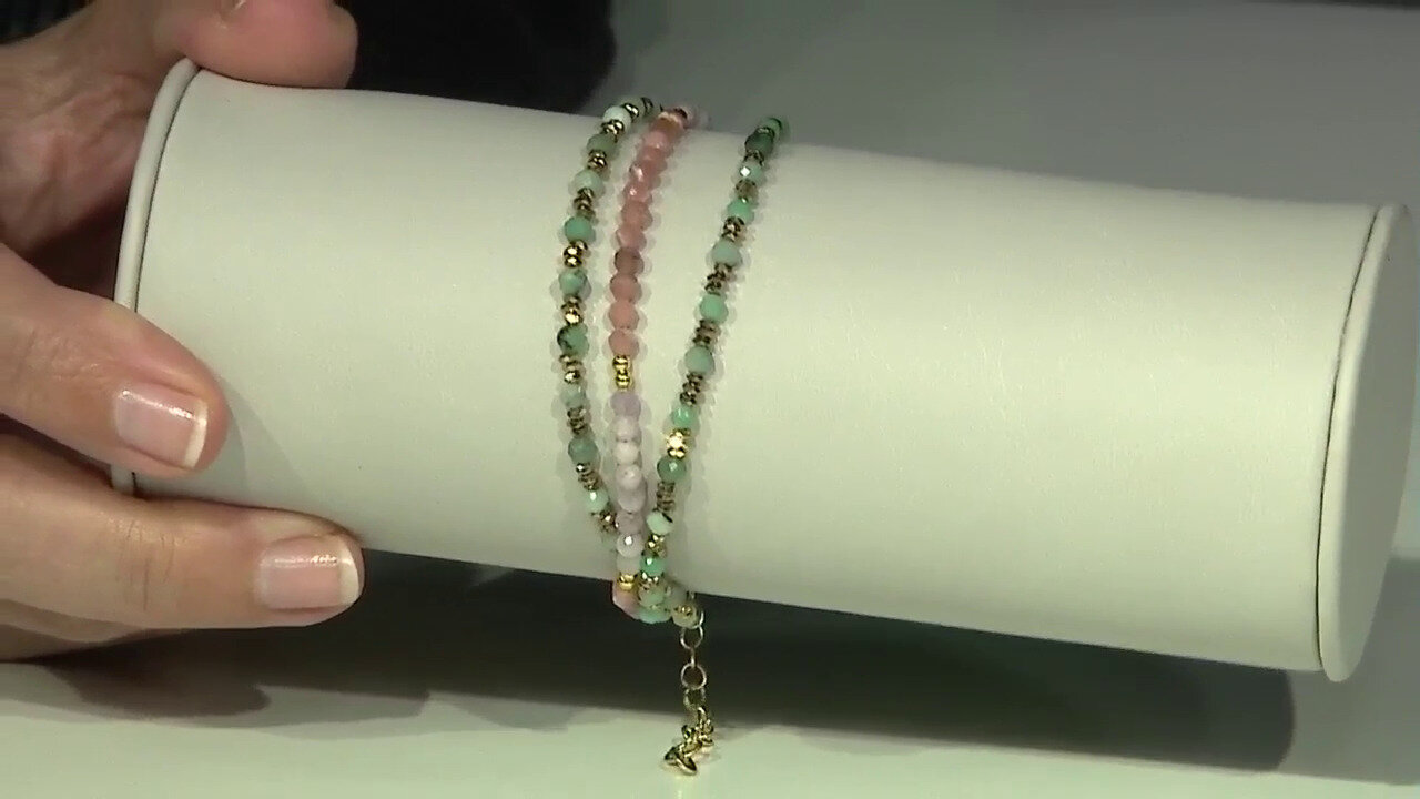 Video Zilveren armband met kunzietstenen (Riya)