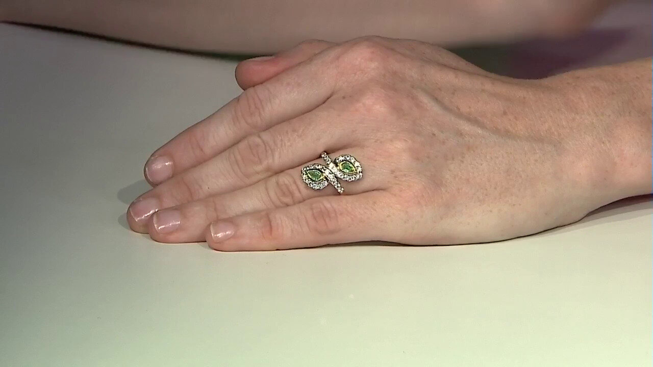 Video Zilveren ring met Colombiaanse smaragden