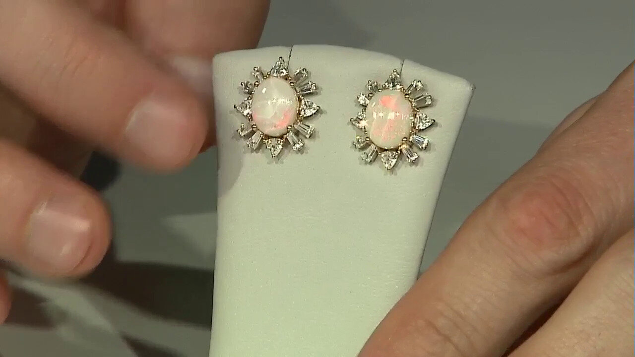 Video 9K Australian Opal Gold Earrings (Adela Gold)