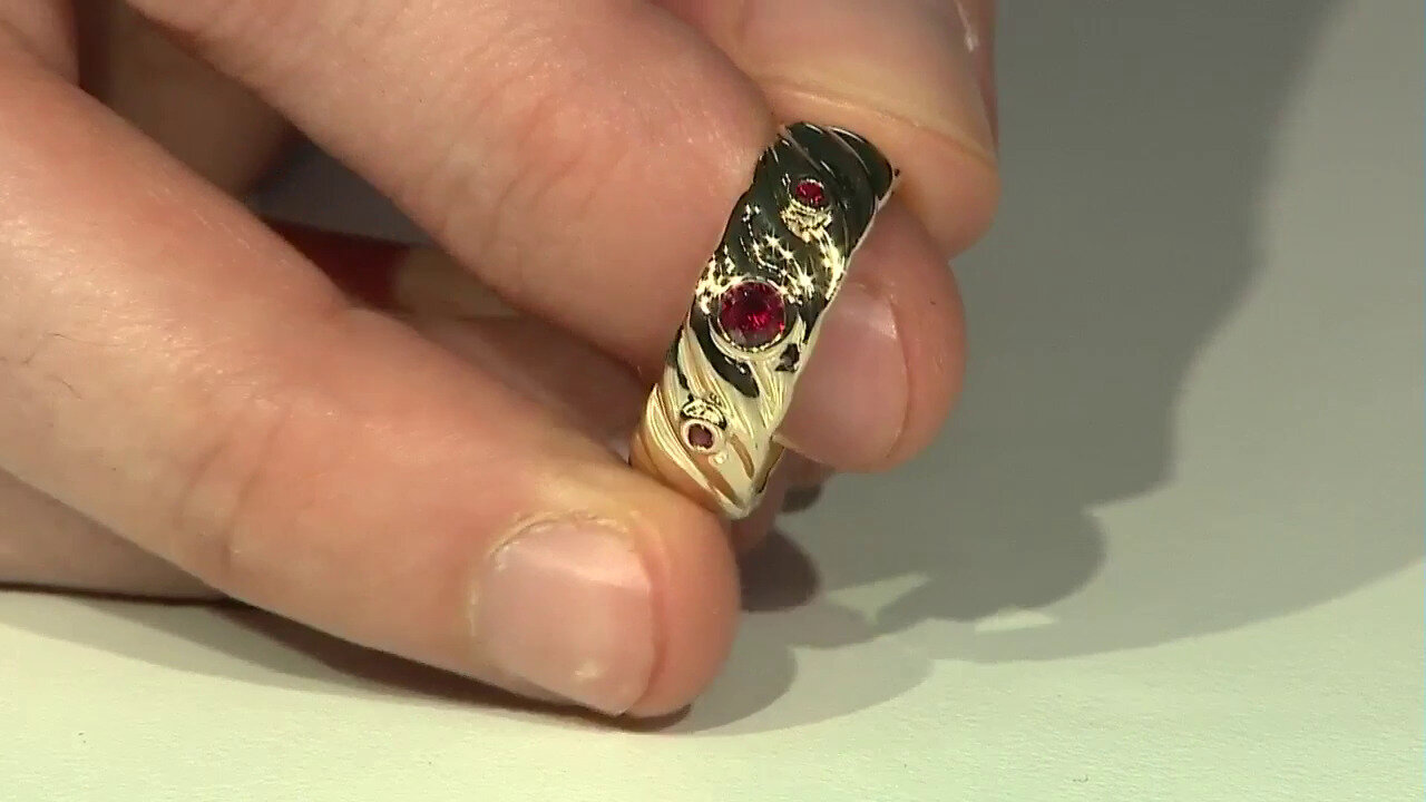 Video Gouden ring met een edele rode spinel (Adela Gold)