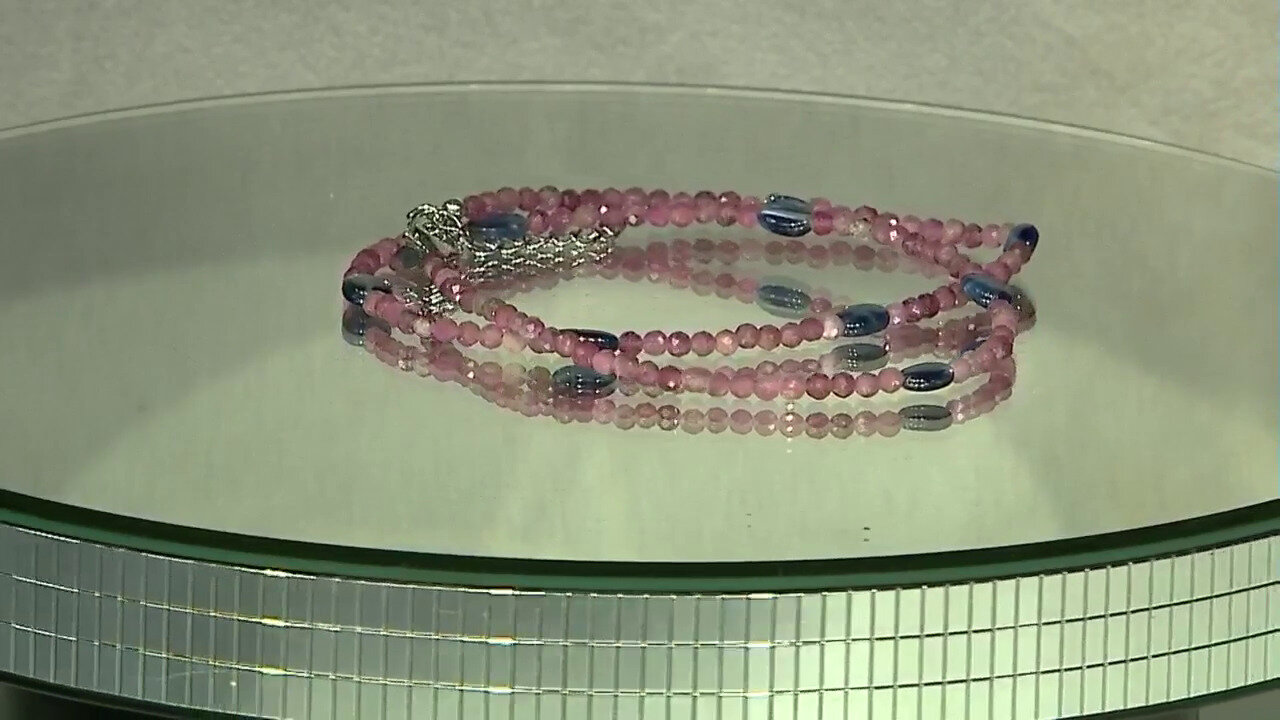 Video Zilveren halsketting met roze toermalijnen