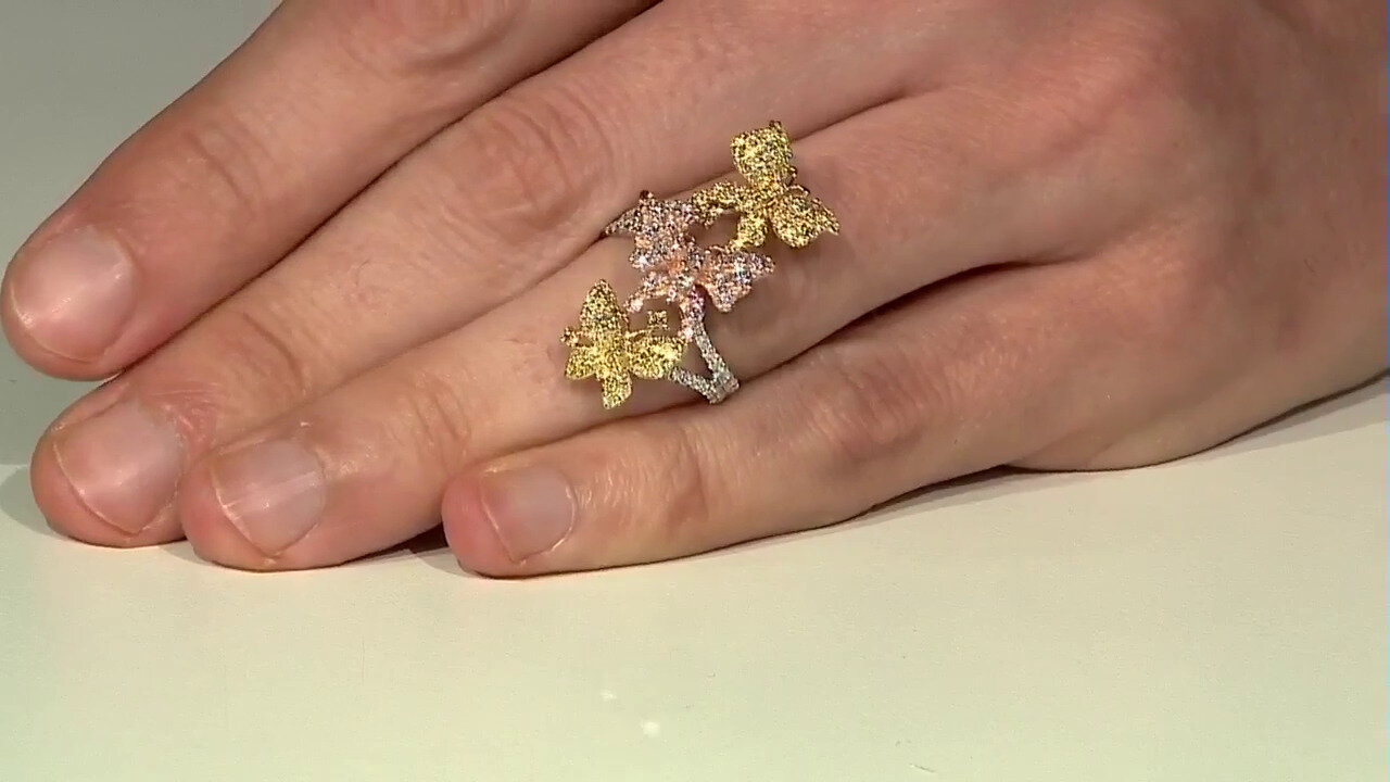 Video Gouden ring met I1 Roze Diamanten (CIRARI)