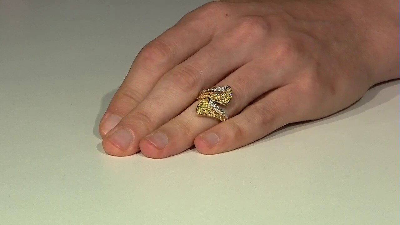 Video Gouden ring met gele S12 diamanten (CIRARI)