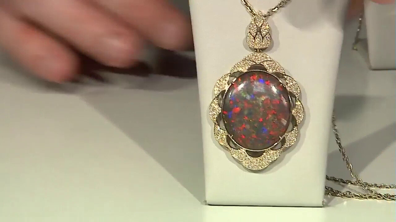 Video 14K Andamooka matrix opal Gold Pendant (AMAYANI)