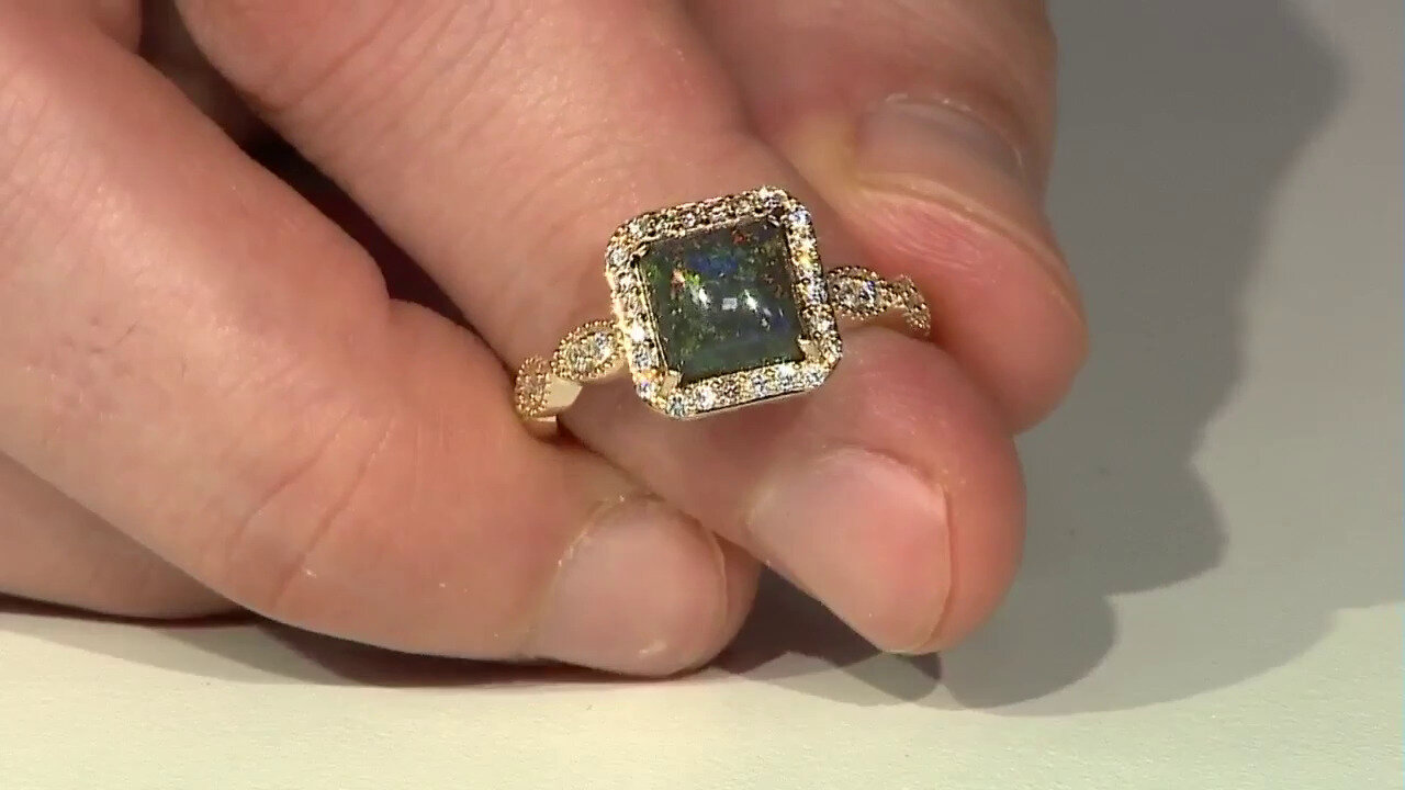 Video 14K Andamooka matrix opal Gold Ring (AMAYANI)