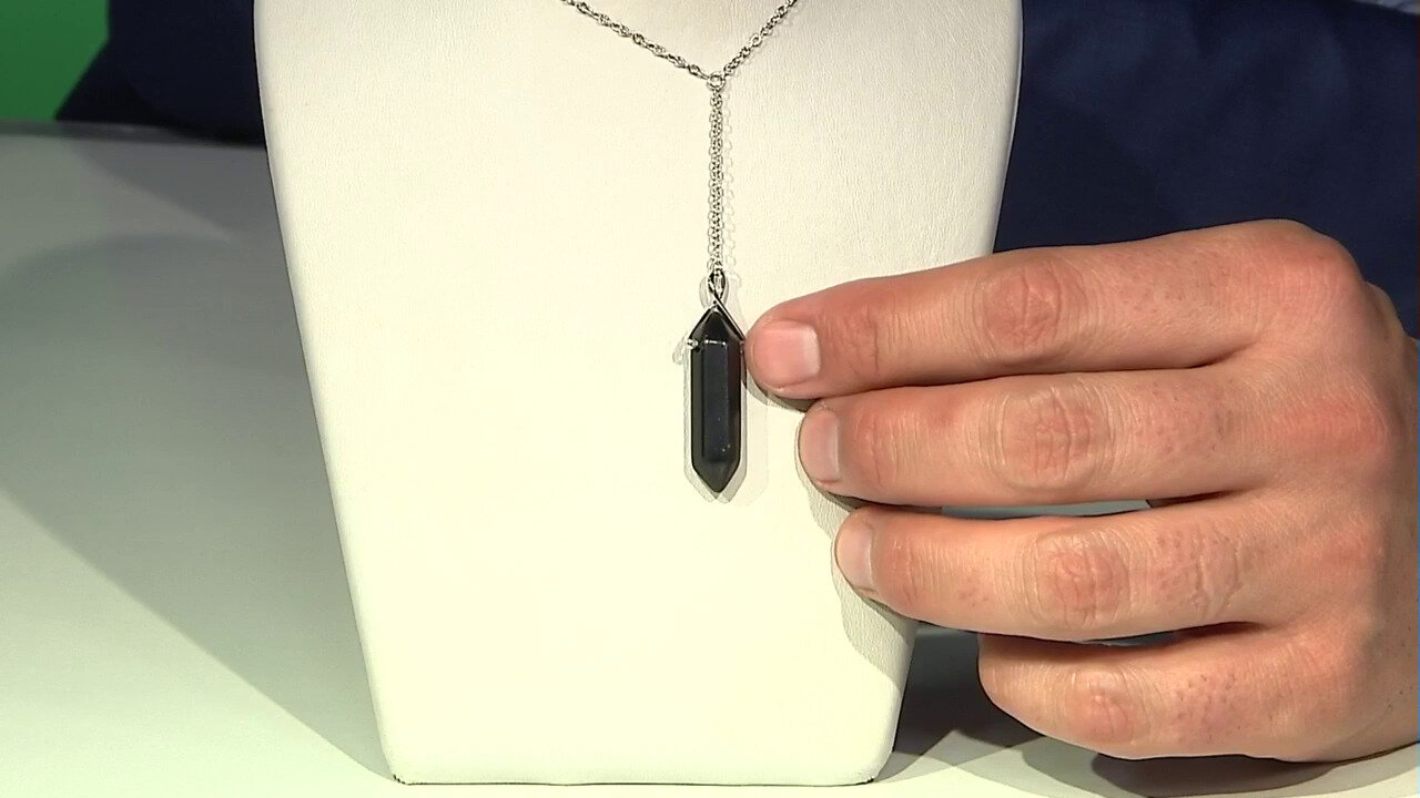 Video Zilveren halsketting met een obsidiaan