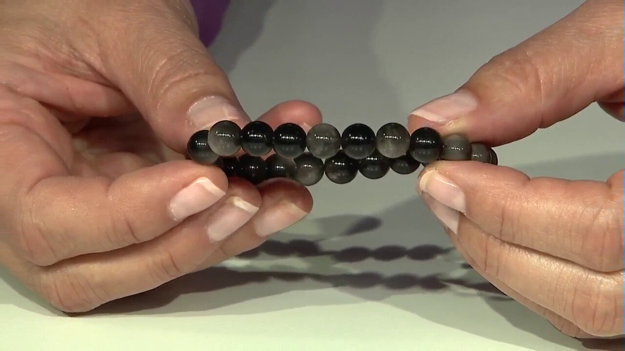 Video Armband met Zilverglans obsidiaanstenen