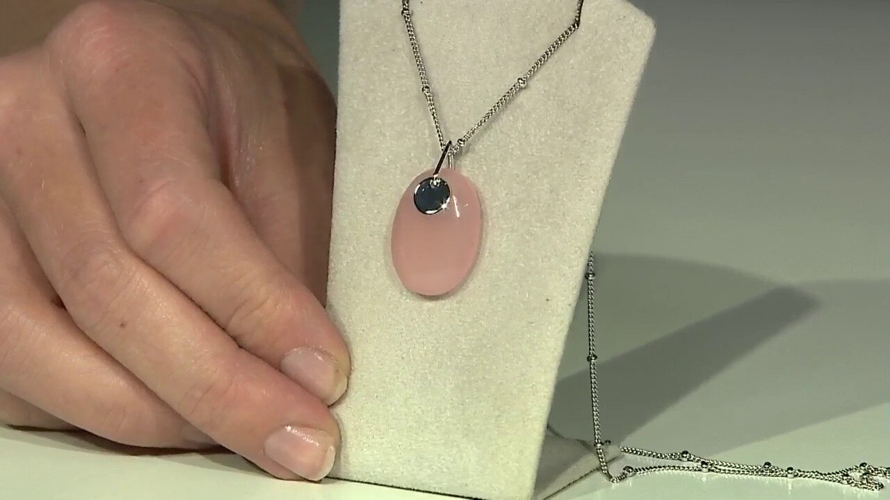 Video Zilveren halsketting met een roze chalcedon
