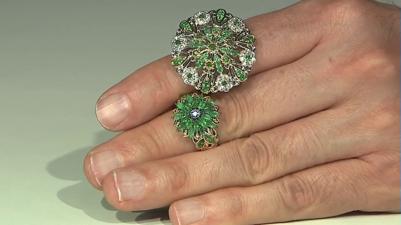 Video Zilveren ring met Zambia-smaragdstenen (Gems en Vogue)