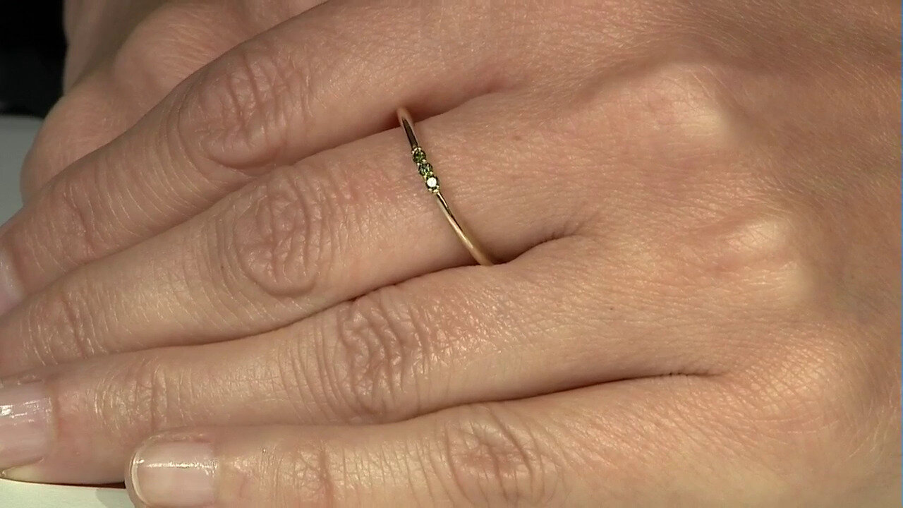 Video Gouden ring met I1 Groene Diamanten (de Melo)