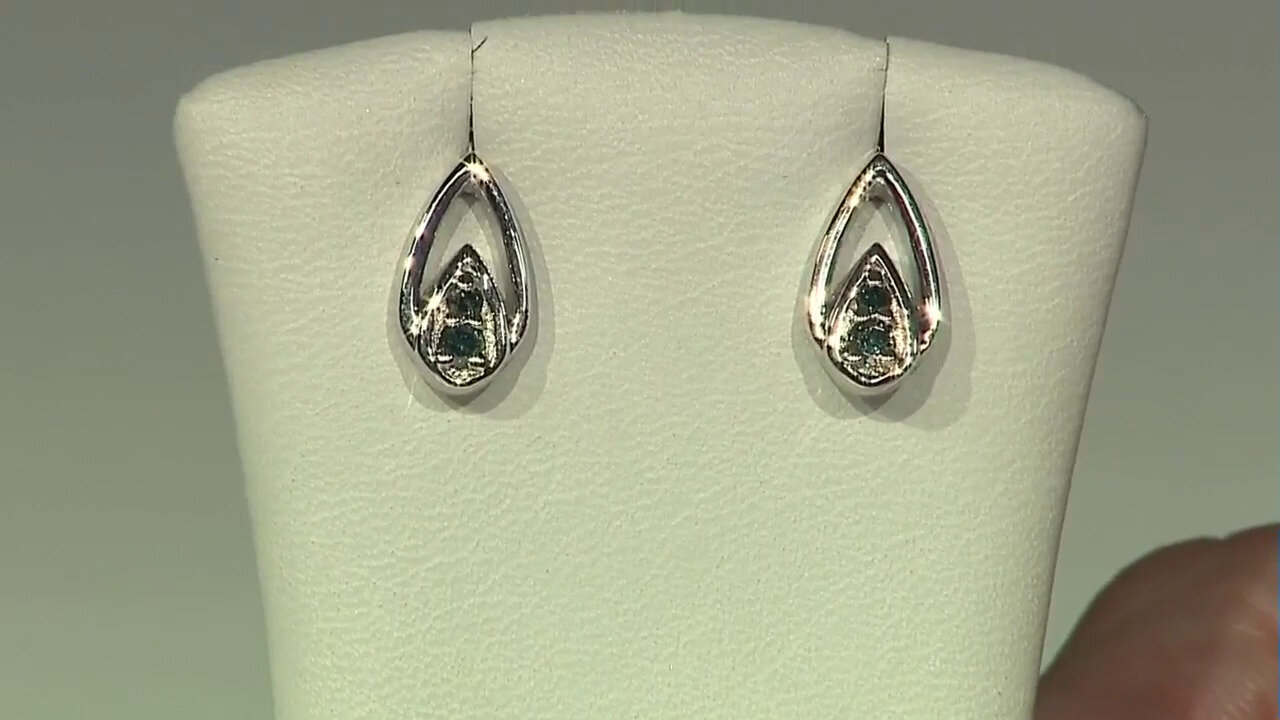 Video I3 Blue Diamond Silver Earrings
