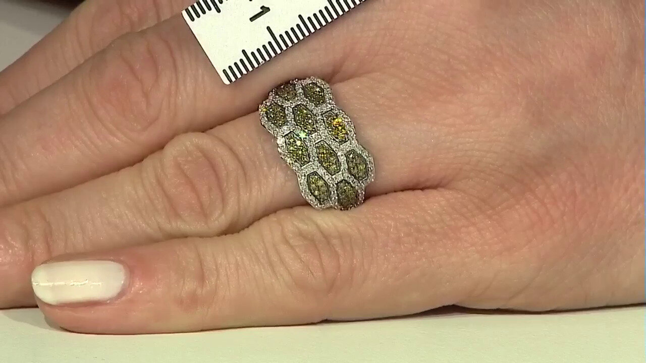 Video I2 Yellow Diamond Silver Ring