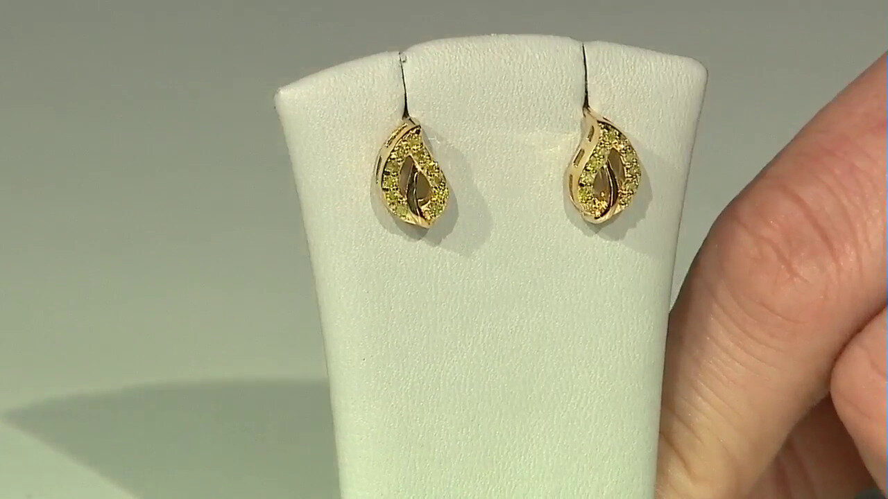 Video Boucles d'oreilles en argent et Diamant jaune I3