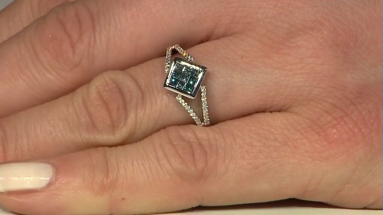 Video 10K SI2 Blue Diamond Gold Ring