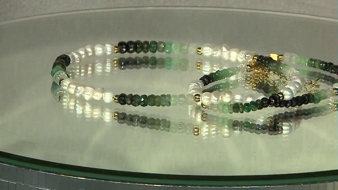 Video Zilveren halsketting met Braziliaanse smaragden (Riya)
