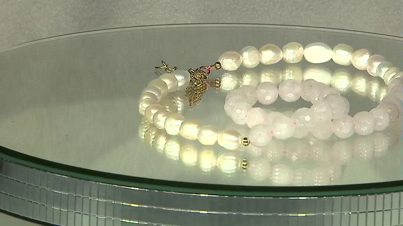 Video Zilveren halsketting met rozen kwartskristallen (Riya)