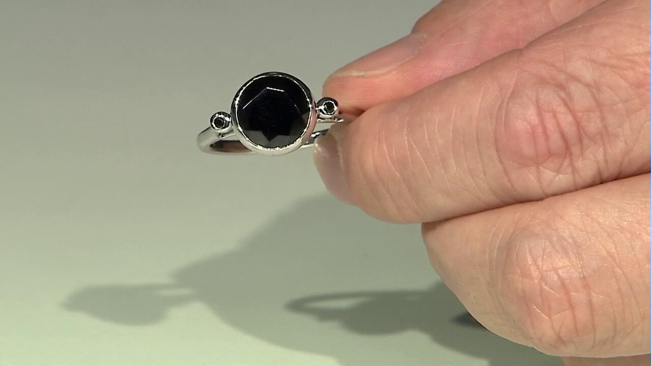 Video Black Spinel Silver Ring