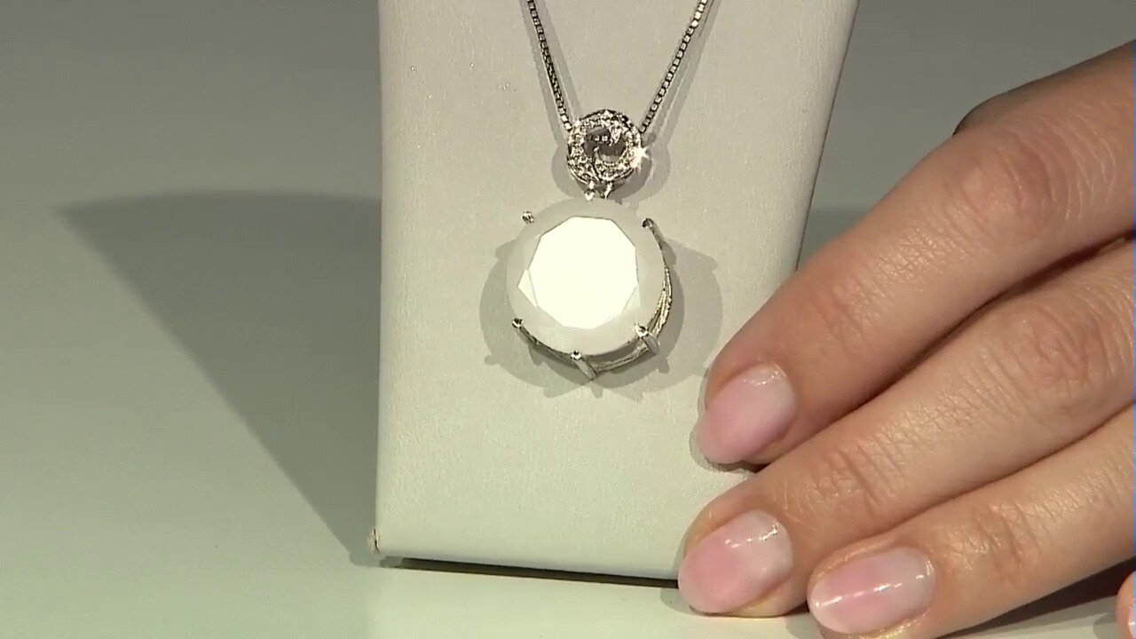 Video Pendentif en argent et Pierre de Lune blanche