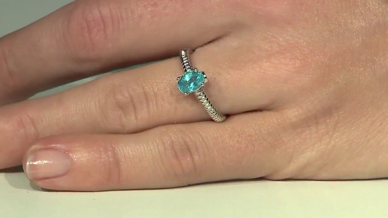 Video Zilveren ring met een Blauwe apatiet