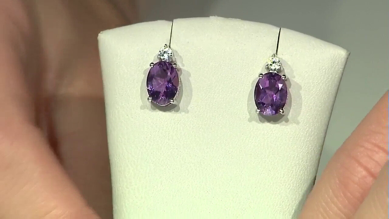 Video Amethyst Silver Earrings