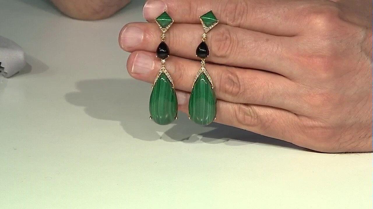 Video 14K Malachite Gold Earrings (CIRARI)