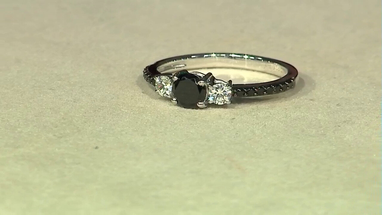 Video Zilveren ring met een zwarte spinel