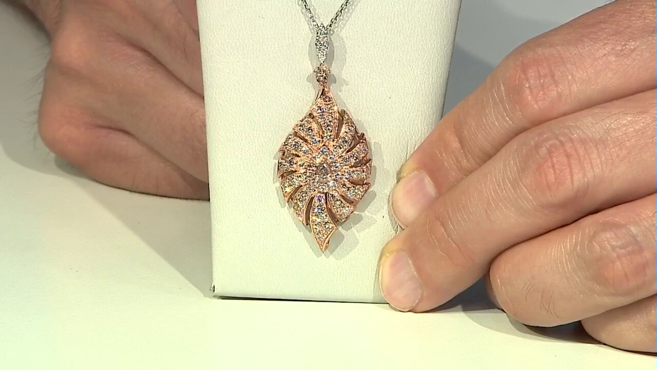 Video Gouden halsketting met een I1 Roze Diamant (CIRARI)