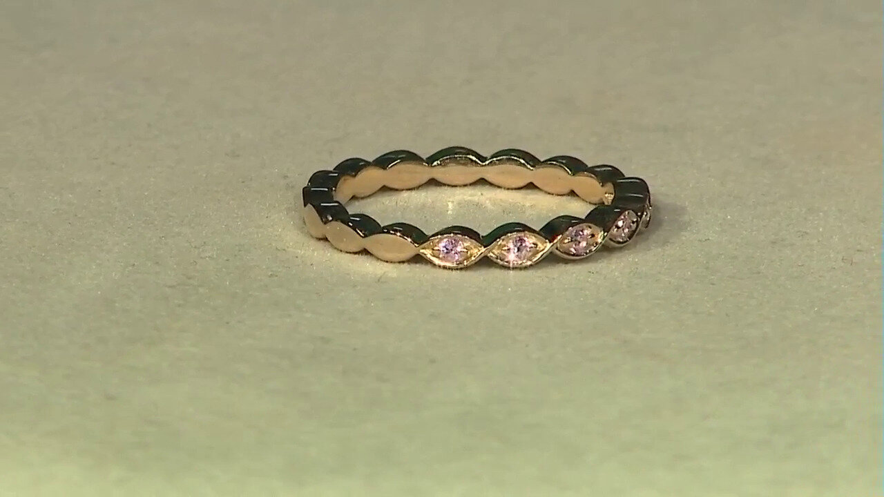 Video Zilveren ring met roze saffieren