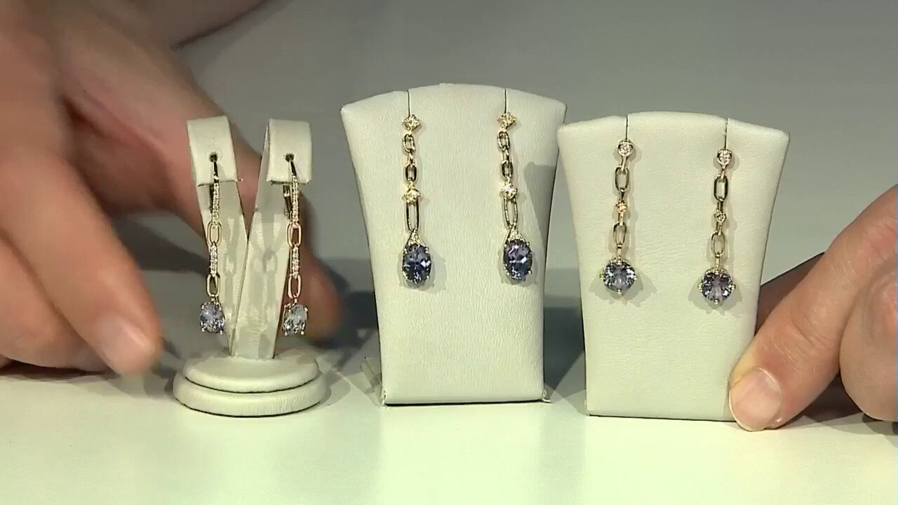 Video 14K Unheated Tanzanite Gold Earrings (CIRARI)