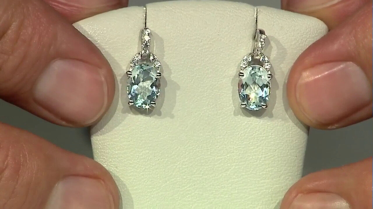 Video Sky Blue Topaz Silver Earrings