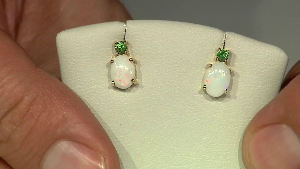 Video White Opal Silver Earrings