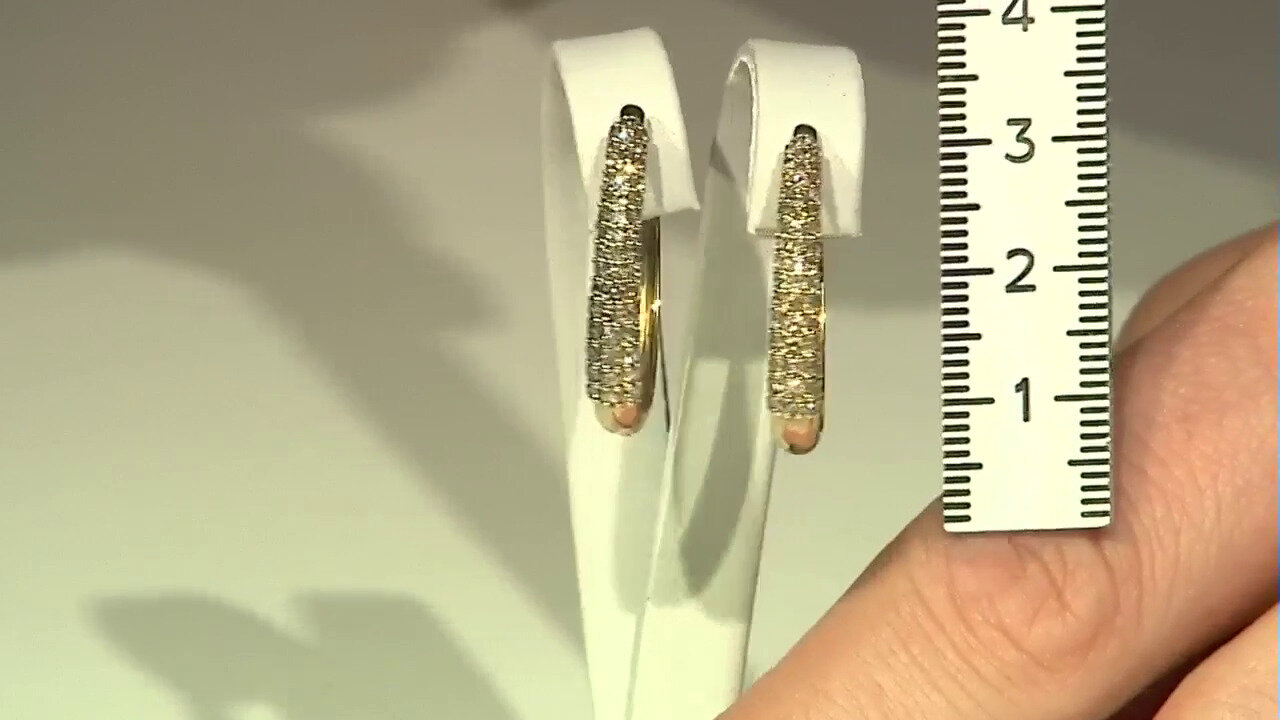 Video Boucles d'oreilles en or et Diamant champagne I4