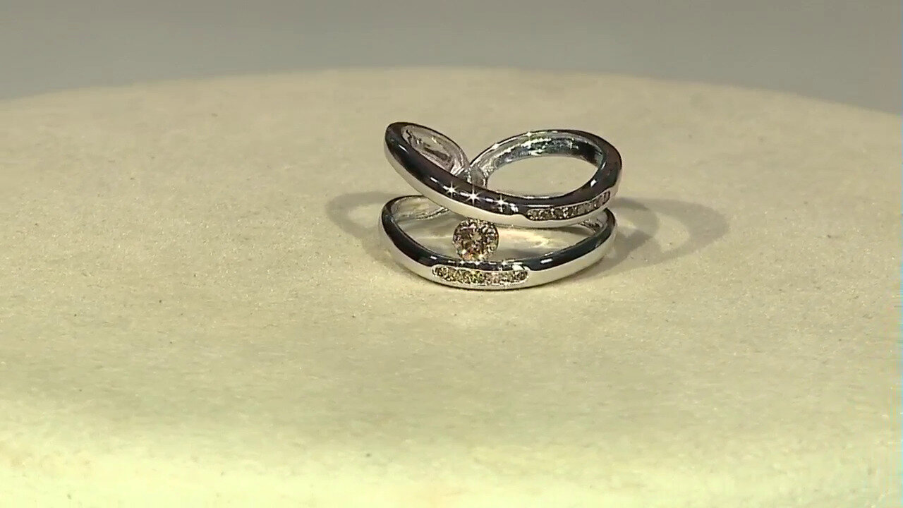 Video Bague en argent et Diamant champagne I2 (de Melo)