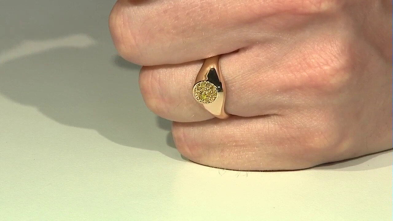 Video Zilveren ring met een I3 Gele Diamant