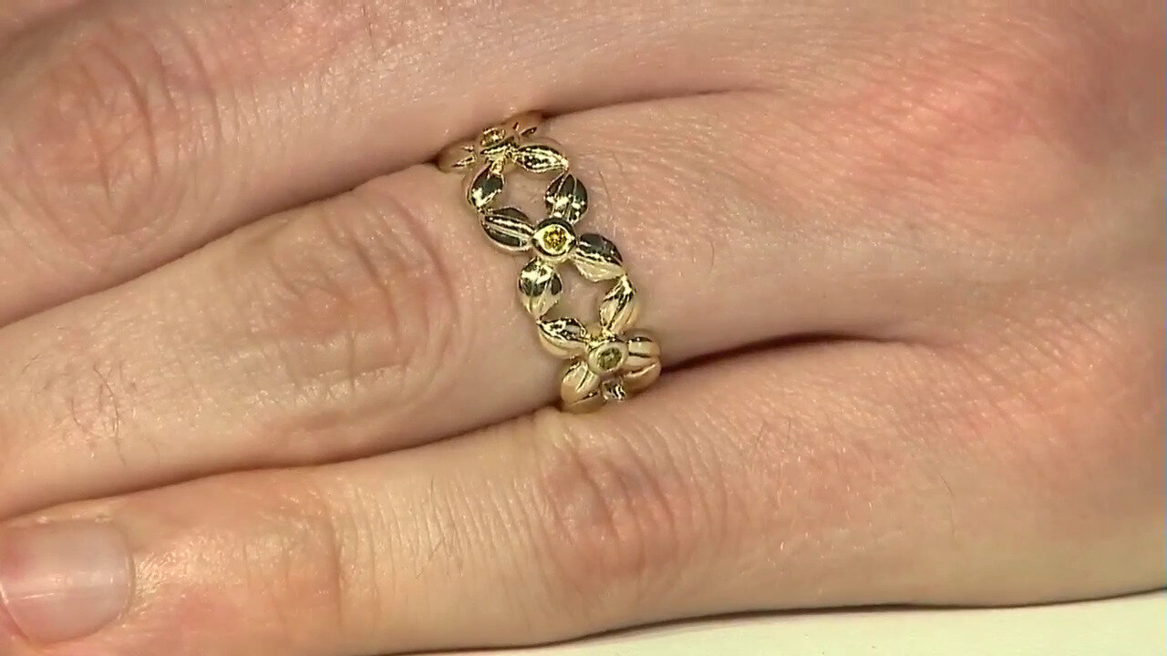 Video Gouden ring met I2 Gele Diamanten (de Melo)