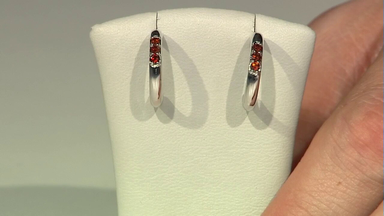 Video I3 Red Diamond Silver Earrings