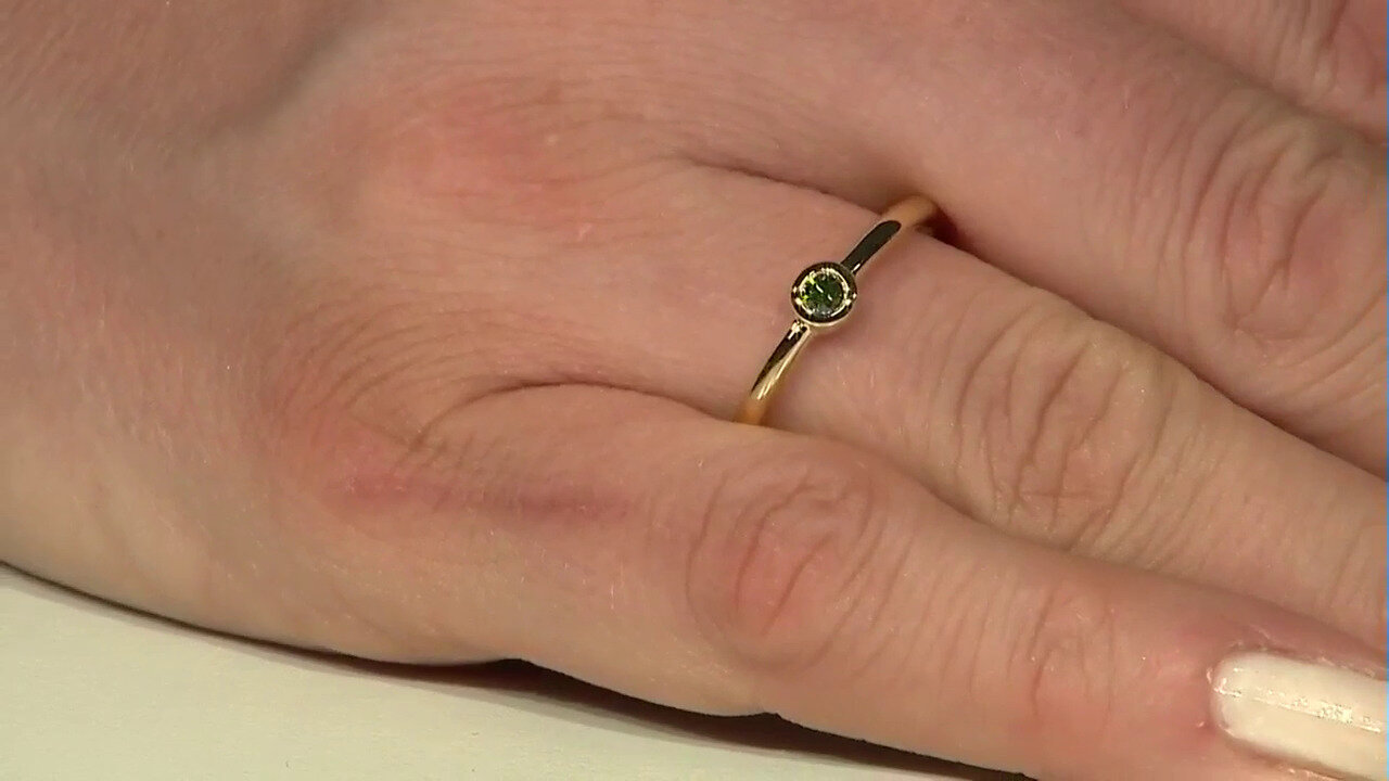 Video Zilveren ring met een I3 Groene Diamant