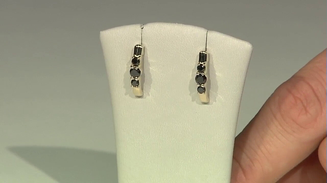 Video 9K Black Diamond Gold Earrings