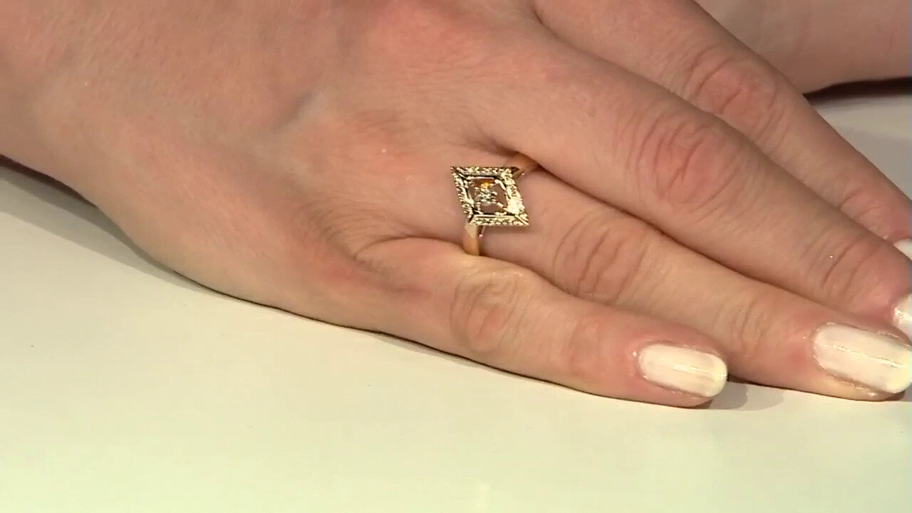 Video 9K I2 Brown Diamond Gold Ring