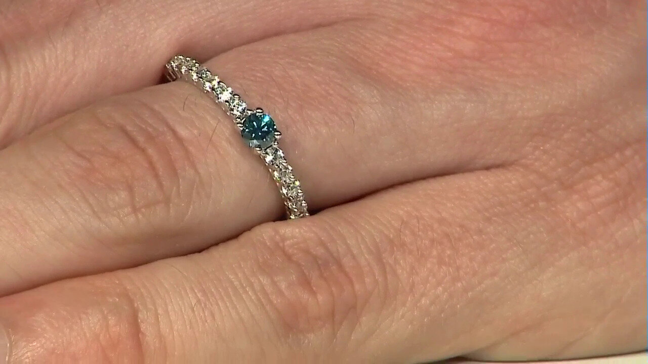 Video I3 Blue Diamond Silver Ring