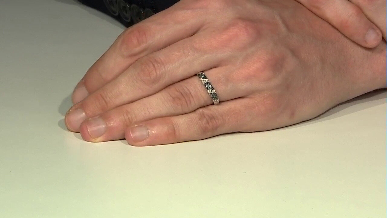 Video Zilveren ring met I3 Champagne Diamanten