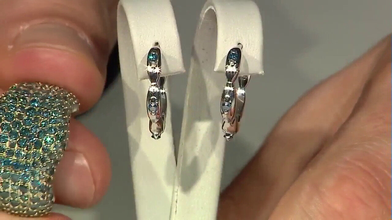 Video I3 Blue Diamond Silver Earrings